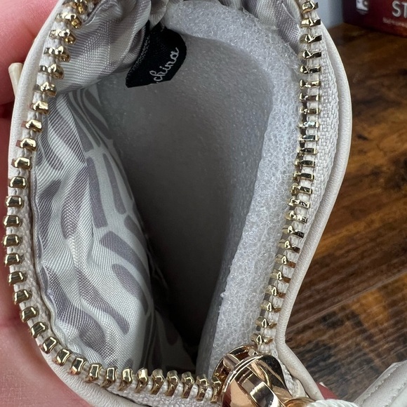 Madison West Mirror Mirror Coin Purse White & Gold Zippered - Picture 5 of 7